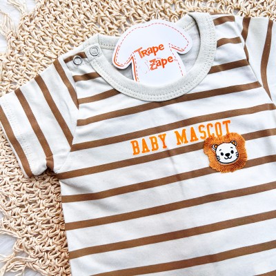 Conj. Camiseta Baby Mascot e Bermuda - Areia e Preto